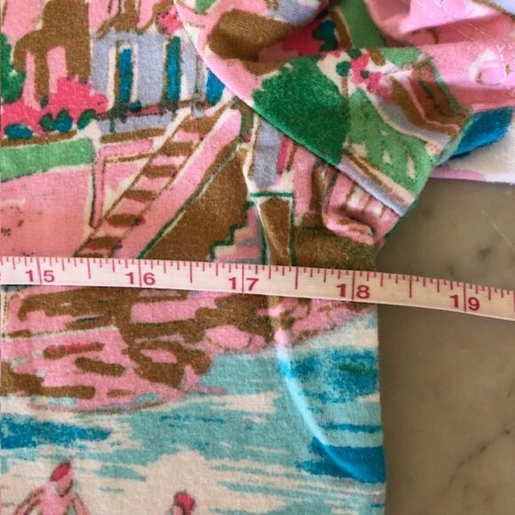 TALBOTS Scenic Mediterranean Tee Short Sleeve Crewneck Blue Pink - Picture 15 of 16